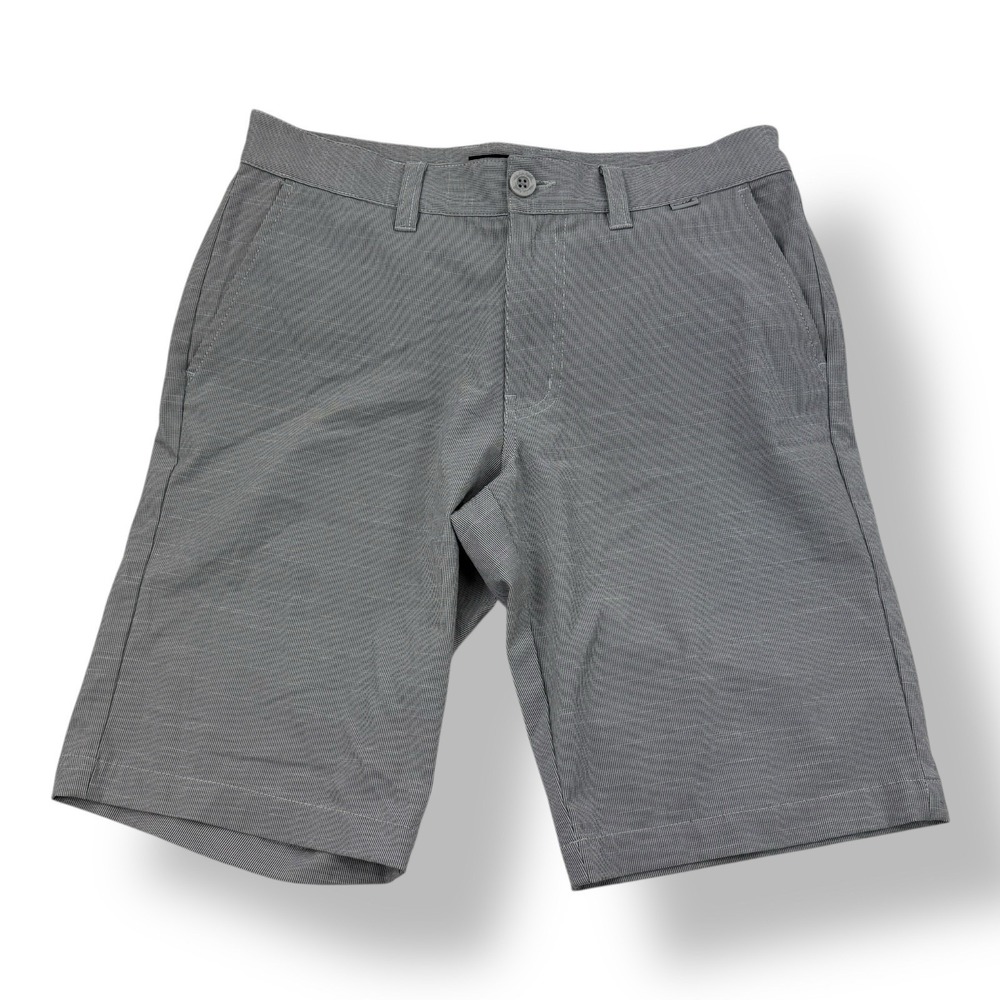 Travis Mathew Gray White Stripe Flat Front Shorts Polyester Cotton Men's 30x11